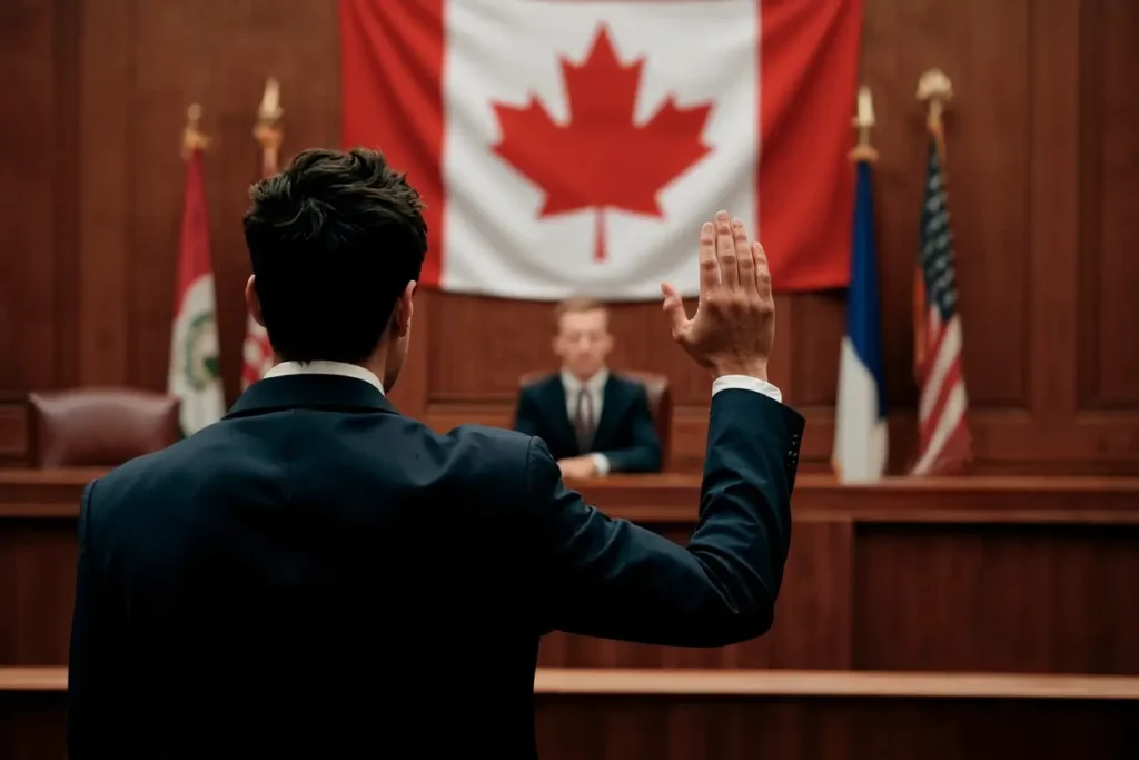 "Client signing a statutory declaration in front of a Commissioner of Oaths in Scarborough.